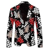 Un Design Astucieux : tout en conservant la coupe classique du costume, la veste de costume de Noël pour homme intègre astucieusement des éléments de Noël, la rendant à la fois formelle et festive.