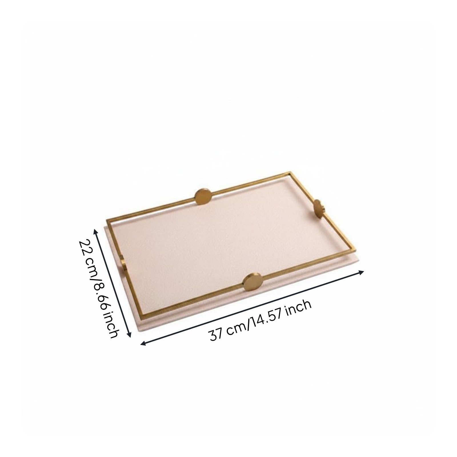 Yajuyi Bandeja Decorativa Organizador de Joyas Bandeja de Servicio Rectangular Bandeja de Exhibición de Cuero Bandeja de Almacenaje Metálica Adecuada para Dormitorio Cuarto de Baño Hogar, Beige