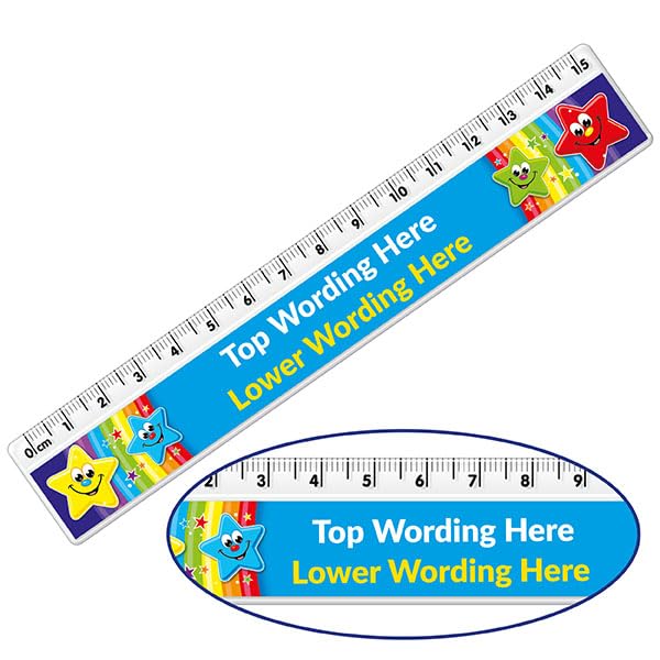 1 Personalised Smiley Stars School Childrens Pupils Stationery Ruler 15CM Primary Teaching Services