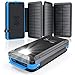 Solar Powerbank, Elzle Qi Wireless Solar Ladegerät 26800mAh mit 3 Solarpanels und 3 USB &LED-Lampe, Tragbares Outdoor Wasserdichtem Power Bank Kompatibel für iPhone Samsung Smartphones Tablets