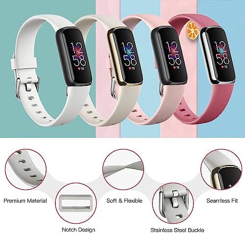 4 Pack Bands Compatible With Fitbit Luxe Bands For Women Men， Adjustable Silicone Sport Replacement For Luxe Band， Flexible Watch Luxe Strap Wristbands For Women Men Waterproof Watch Strap - Small #TOP1