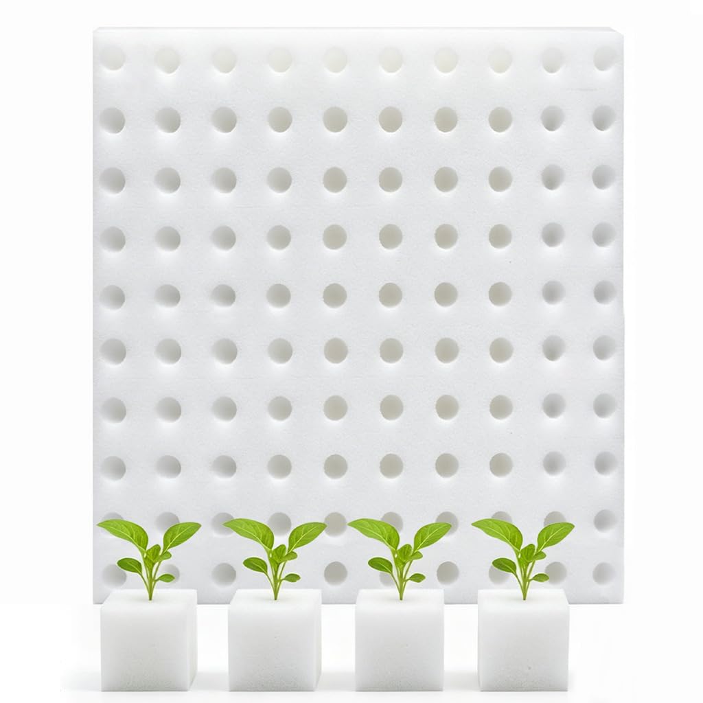 ORTIZA® 100 Pack Hydroponic Seedling Sponges Square Growing Planting Sponge for Fast Germination Indoor Vegetable Herb Planting and Greenhouse Use-image-5