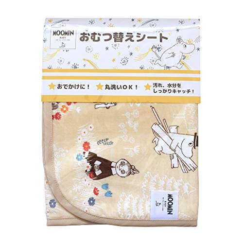 Baby.e-sleep Moomin Diaper Changing Sheet, Made in Japan, Sunny Beige, 17.7 x 27.6 inches (45 x 70 cm) x 1