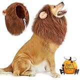 Vivifying Lion Mane for Dog, Adjustable Halloween Lion Costume Wig with Ears for Medium and Large Dogs, Realistic & Funny Accessory Perfect for Parties and Photoshoots (Large, Brown&Black)