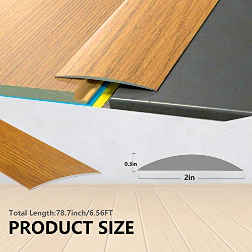 Floor Transition Strip 6.56Ft, Floor Cover Strips Self Adhesive Flooring Transitions Laminate Floor Strip Vinyl Floor Flat Divider Strip For Wood Flooring- Light Brown, 2" Wide #TOP1