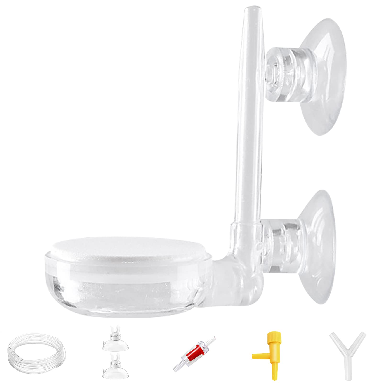 ADTDA Aquarium Air Stone Fish Tank Nano Bubble Stone Kit, Bubbler for Aquarium Fish Tank with Aviation Pipe, Suction Cups, Check Valve, Connector and Air Control Valve. (Y-35)