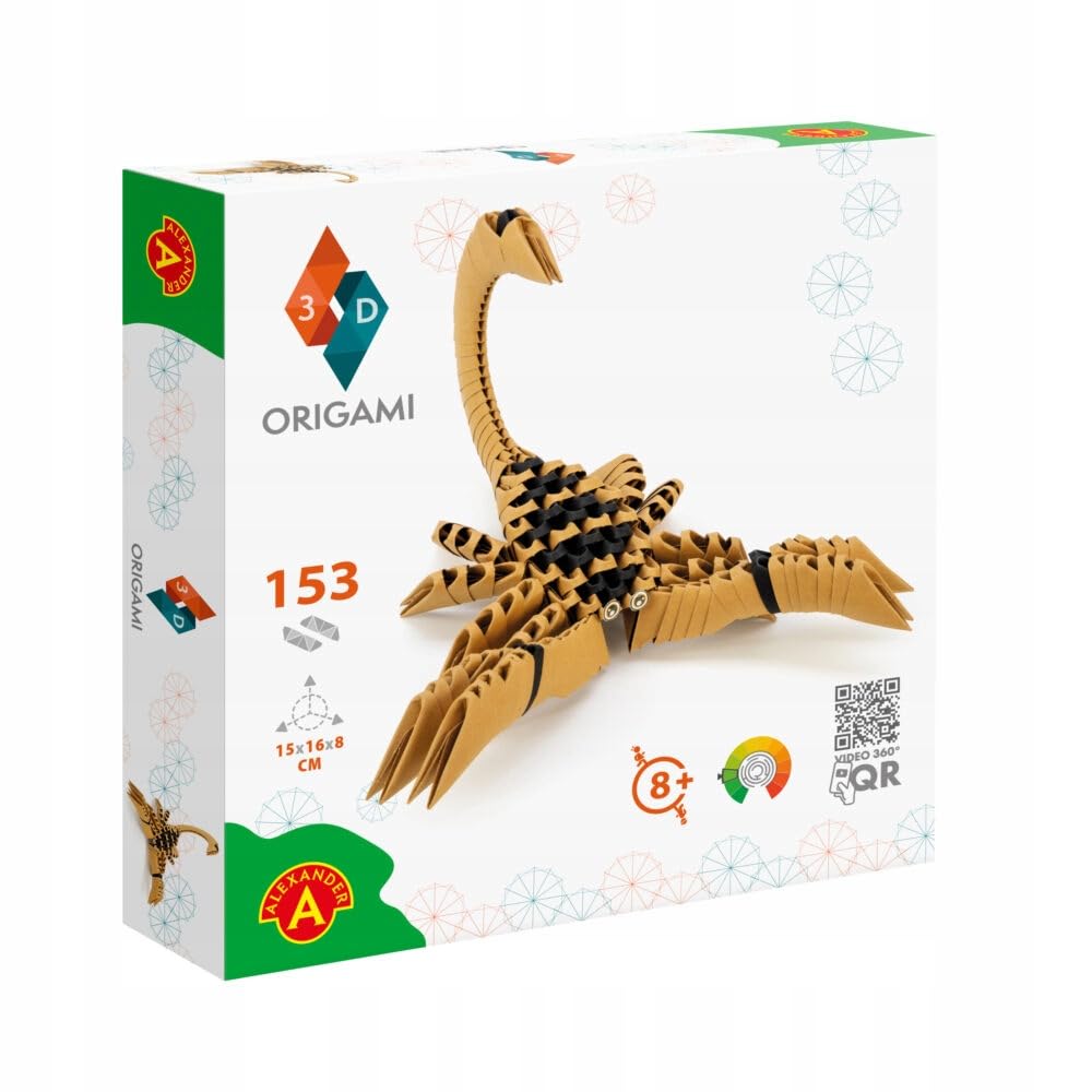 Origami 3D 501825 - 3D Origami Scorpion - Beautiful 3D Paper Sculpture with Patented Components and Comprehensible Building Instructions 153 Pieces 15 x 16 x 8 cm from 8 Years