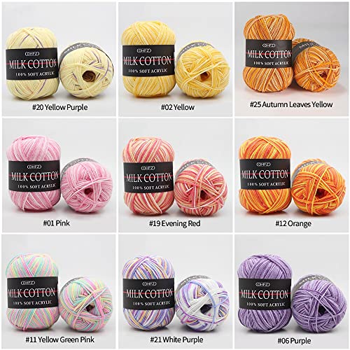 Fizzoqi 50G/Roll Gradient Color Milk Cotton Yarn 3 Ply Hand-Knitting Thread 27Color Soft Warm Cotton Threads Baby Wool For Hand Knitting (Color : 04 Water Blue) #TOP2