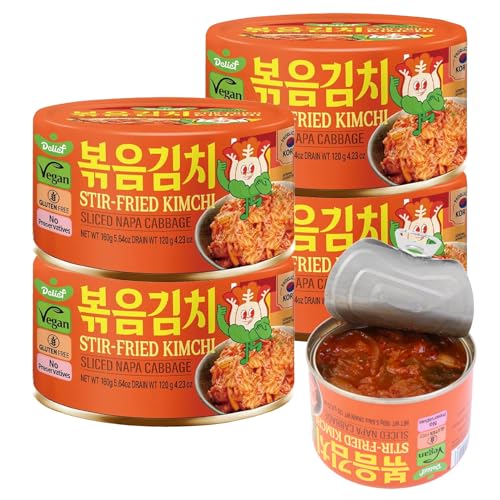 DELIEF Stir-Fried Cabbage Kimchi - Authentic Korean Cabbage, Vegan, Gluten-Free, Shelf-Stable Canned, No Preservatives, 5.64 oz/160 g (1 Pack)