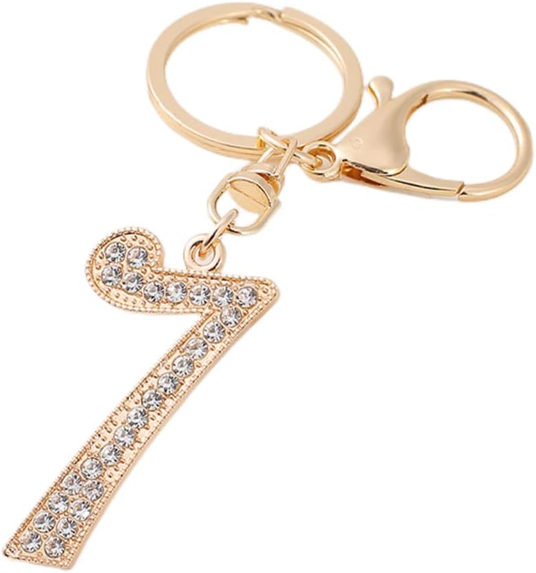 Alloy Rhinestones 0-9 Number Keychain for Women, 0-9 Number Key Ring Accessories Bag Charms