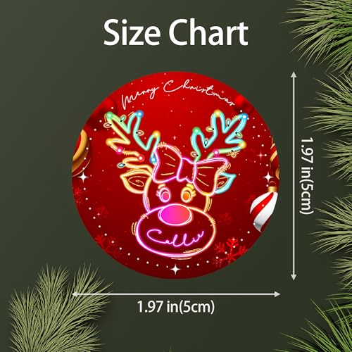 Image of Personalized Christmas Stickers - Custom Name Waterproof Christmas Gift Tags for Gift Box Xmas Holiday Decorations Party Favors - 30 Stickers (Neon Reindeer)