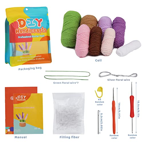 Image of kgxulr Crochet Kit, Crochet Kit for Beginners Flowers, Purple Lavender