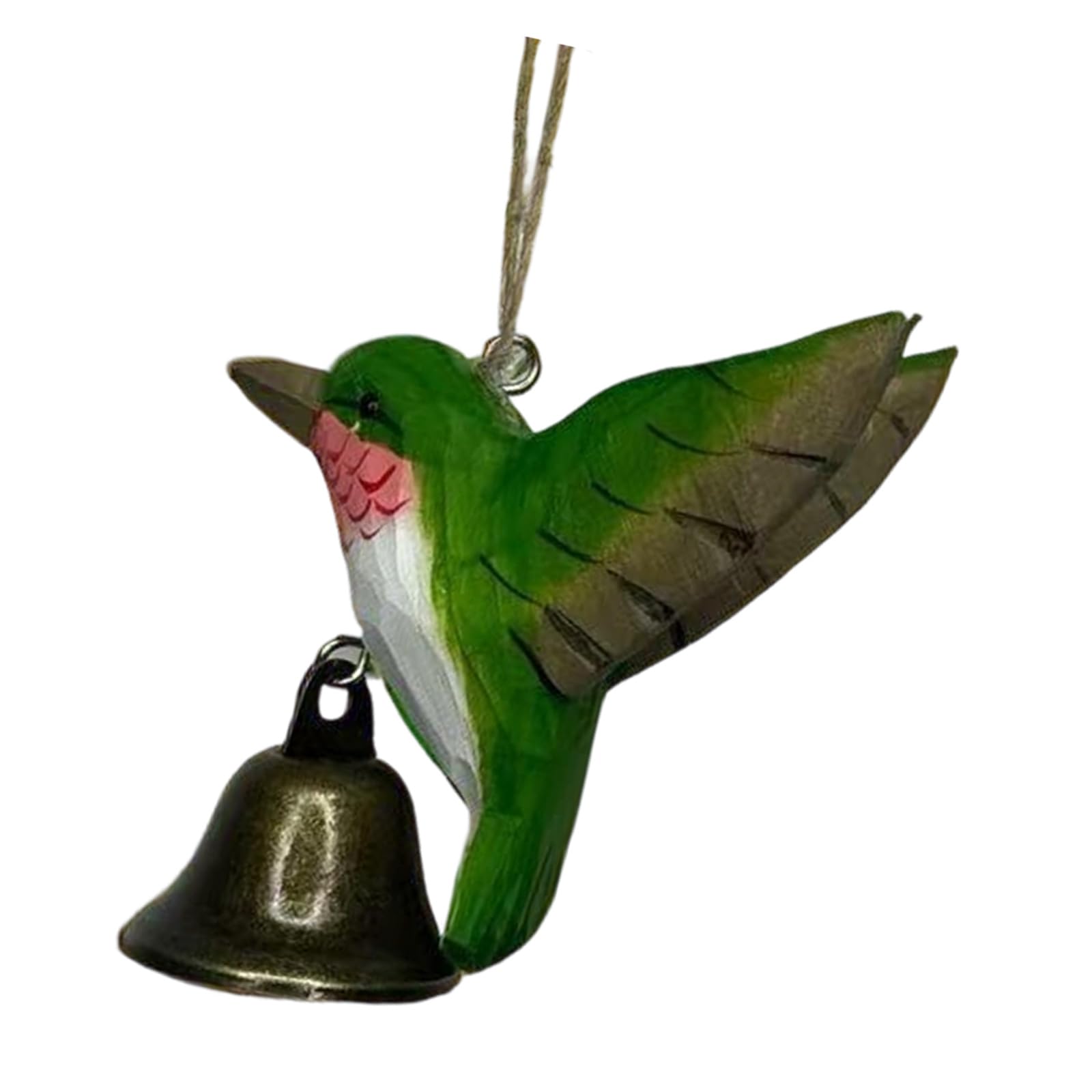 Hand Carved Wood Hummingbird Wind Chimes with Bells Hummingbird Figurines for Home Decor Animal Sculptures Home Decors
