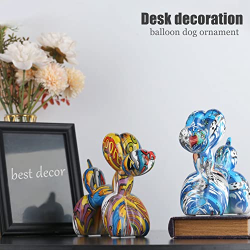Creative Graffiti Balloon Dog Sculpture, Modern Art Resin Animal Balloon Dog Statue, Modern Decor Balloon Dog Figurines, Suitable For Desktop Living Room Office Study Shelf Decor (Graffiti Style) #TOP5