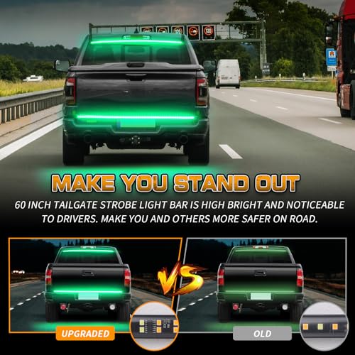 Image of XRIDONSEN 48 inch 288 LED Tailgate Strobe Lights Green Emergency Lights