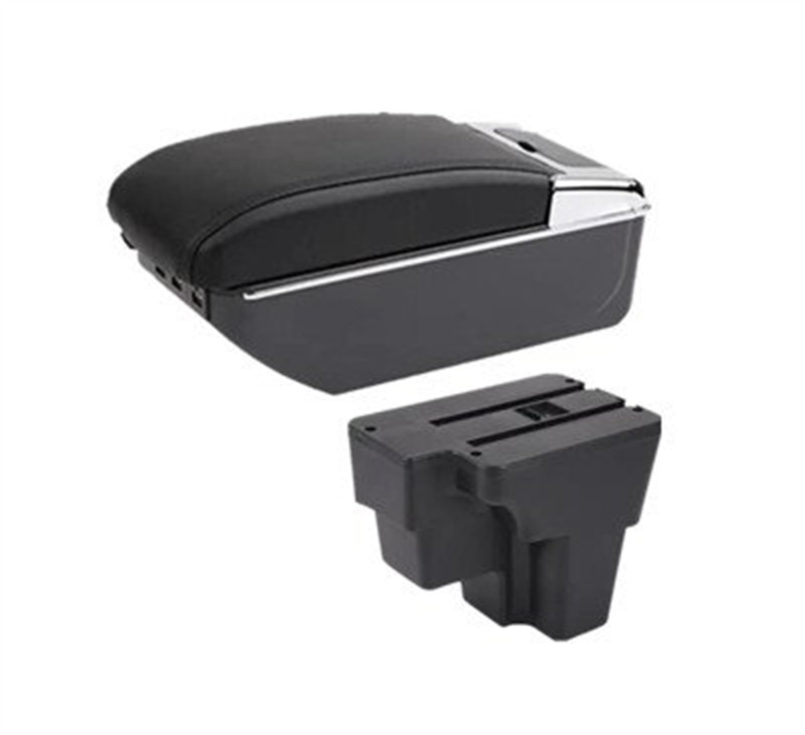 NOHEEU Car Armrest Special Storage Box Modification Parts Europe South For RIO For STONIC 2015-2023(D black line 7USB)