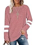AUSELILY Sweatshirts for Women Solid Plain Lightweight Sweaters Long Sleeve Tunic Shirts Coral Brick...