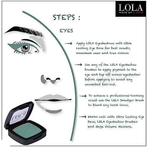 Lola Make-Up Mono Eyeshadow, Green Tint, Satin, Rich Intense Pigmentation, High Coverage, Use Wet & Dry, All Skin Tone - Image 3