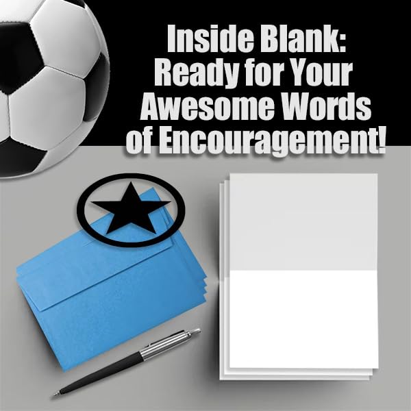 Image of Play Strong All Star Soccer Thank You Note Cards 12-Pack (4.25 inchx5.5 inch) Illustrated Sports Note Card Set 12-Pack Awesome for Soccer Players, Coaches, Fans and Fanatics - They'll Love 'Em!