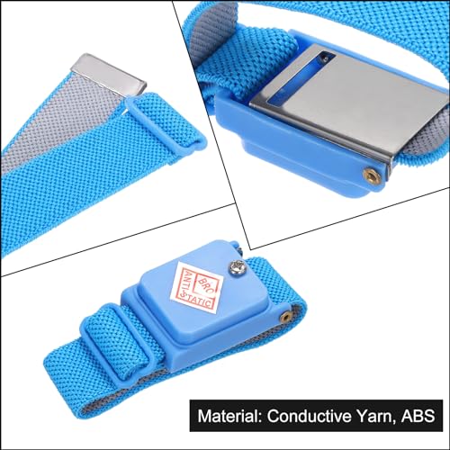 Image of MECCANIXITY 2pcs Anti Static Wrist Strap, ESD Antistatic Bracelet Adjustable Cordless with Spare Bracelet for Computer Electronics Repair Deep Blue