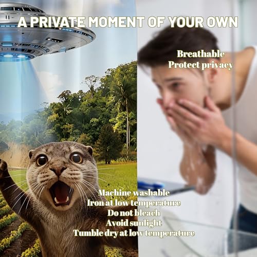 Image of Extra Long Shower Curtain 96 Inchs Extra Tall Funny Otter XL Cool Quirky Shower Curtains for Large Bathroom Decor Sets, Waterproof Cloth Fabric with Hooks, 70 x 96 Inch