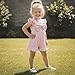 Nibbcoa Toddler Girl Outfit Baby Summer Romper Cute Bow Sleeveless Striped One Piece Jumpsuit Shorts Overalls Clothes 6M-5T (Pink, 6-12 Months)