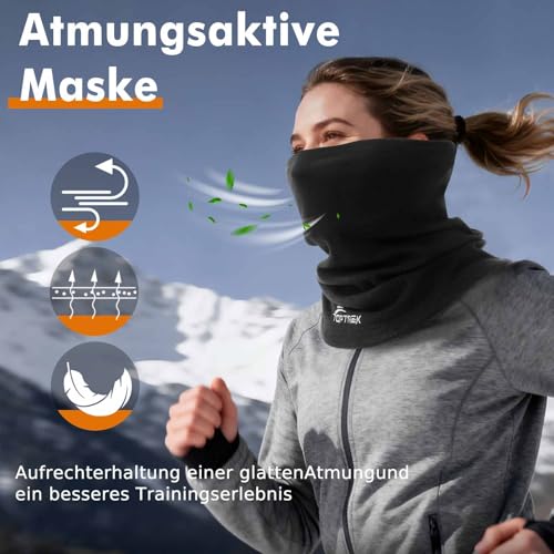 toptrek Schlauchschal Herren Damen Winter, Winddicht Warm halstuch, Hochelastisch Atmungsaktiv Halswärmer, Multifunktionstuch für Outdoor Laufen Radfahren Skifahren Motorradfahren