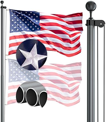 FFILY Flag Pole for Outside In Ground - 25 FT 13 Gague Extra Thick Aluminum Flagpole Kit with Embroidered Stars 3x5 American Flag - Outdoor Flag Poles Flag for Yard, Residential or Commercial
