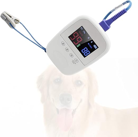 Amazon Co Jp するためのbluetooth付きハンドヘルド獣医用耳クリップ酸素濃度計 獣医用血中酸素飽和度モニタリング猫と犬の心拍数モニター家族やペットの病院で使用 ペット用品