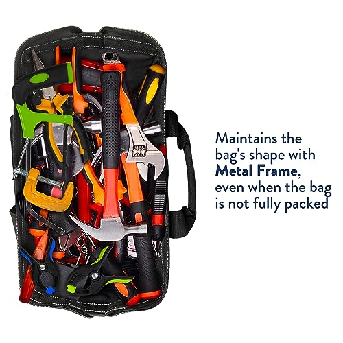 Olympia Tool Bag 15 Inch, Heavy Duty Tools Bag with 8 Pockets, Adjustable Shouder Straps and 600D Reinforced Material