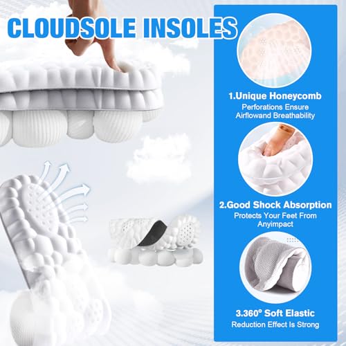 4D Insoles - 4D Cloud Technology Insole - Super Soft, Ultra Comfort Insoles, 4D Sports Shoes Insoles, Acupoint Massage Insole for Foot & Joint Support (11-12, Black)3