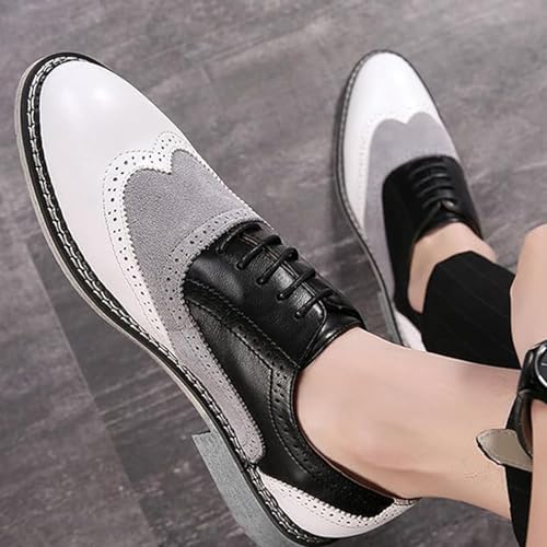 Men's Two-Tone Oxford Shoes Classic Fashion Lace-Up Low Cut Leather Dress Shoes Handcrafted Stitching Business Formal Derby Shoes2