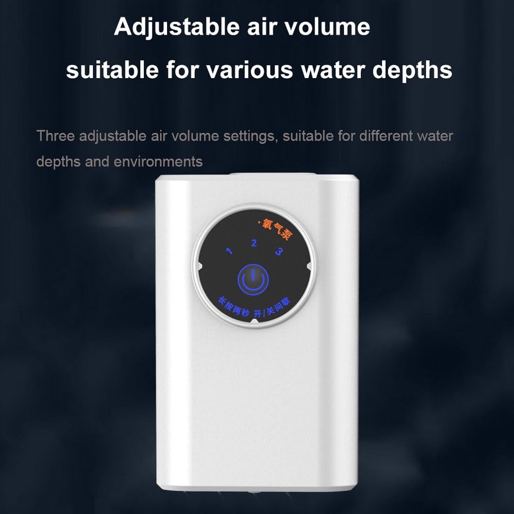 Pompa ad Aria Portatile Ultra Silenziosa, Pompa ad Aria per Acquario USB a Batteria al Litio, Adatta per Camere da Letto e Uffici, Aeratore per Acquario Silenzioso