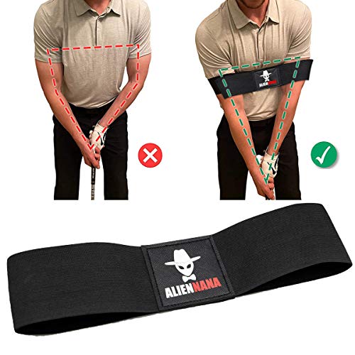 Aliennana Golf Swing Training Aid,Swing Correcting Arm Band,Golf Swing Trainer,Trainer Smooth Swing Correcting Tools for Golf Beginner,Golf Training Arm Band Logo