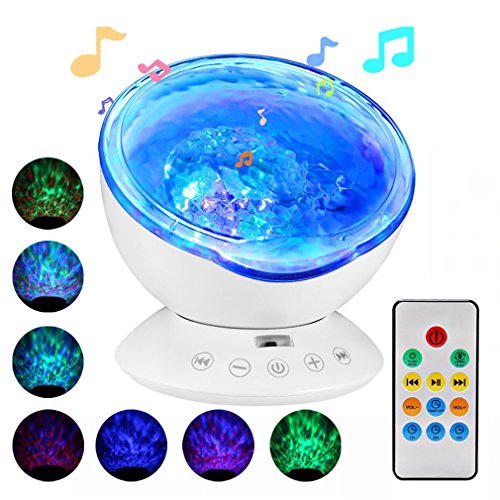 Ocean Wave Projector,Delicacy 12 LED Remote Control Undersea Lamp 7 Color Changing Music Player Night Light Projector for Kids Adults Bedroom Living Room Decoration - Thumbnail 7