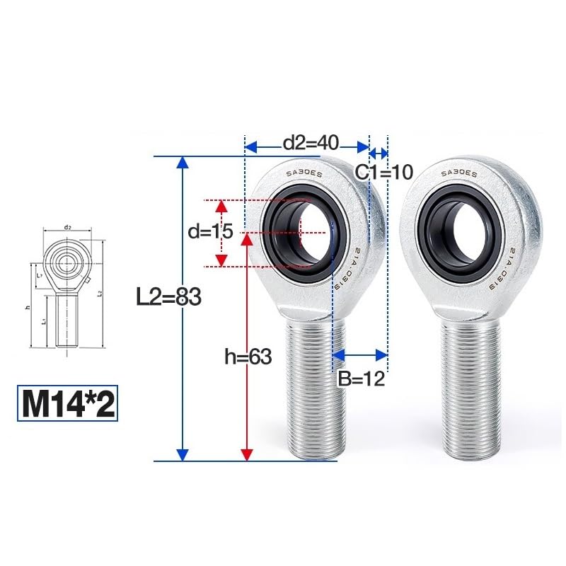 Roulements à rotule SAL15ES gauche anti vibration pour bras de pivot - 3