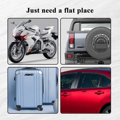 Image of Universal 4X4 Emblem Badge 3D Logo, Emblem Sticker, 3D Fender Badge Decal Car Sticker, Full Coverage Adhesive Replacement Compatible with Toyota 4Run, Tun Truck Pickup Model (AWD, Black)