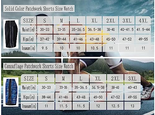 Prtcypnt Men's 12'' Camo Basketball Shorts With Pockets Long Gym Athletic Shorts Running Drawstring Quick-Dry (Navy/2, L) #TOP5