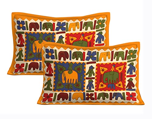 Image of 100% Cotton 240 TC Pure Cotton Bedsheet for Double Bed, King & Queen Size Bed with 2 Pillow Covers, Jaipuri Rajasthani Design, Extra Soft & Wrinkle Free 90x100