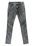 Bienzoe Girl's Cotton Stretch Dark Blue Snow Wash Dart Knee Denim Skinny Jeans