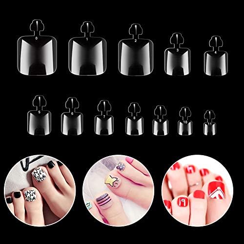 MISMXC 600 Pcs False Toenails Full Cover Artificial French Acrylic Toenails 12 Sizes for Nail Salons and DIY Nail Art