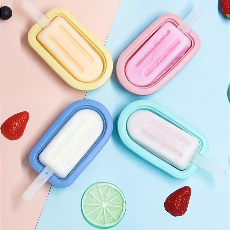 Image of Silver Shark 4 Cavity Oval Silicone Candy Mould | Kulfi Maker | Silicone Ice Cream Mould | Chocolate Cakesicle & Popsicle Mold | Food-Grade BPA Free | Reusable Non-Stick Popsicle Mold (Multicolor)