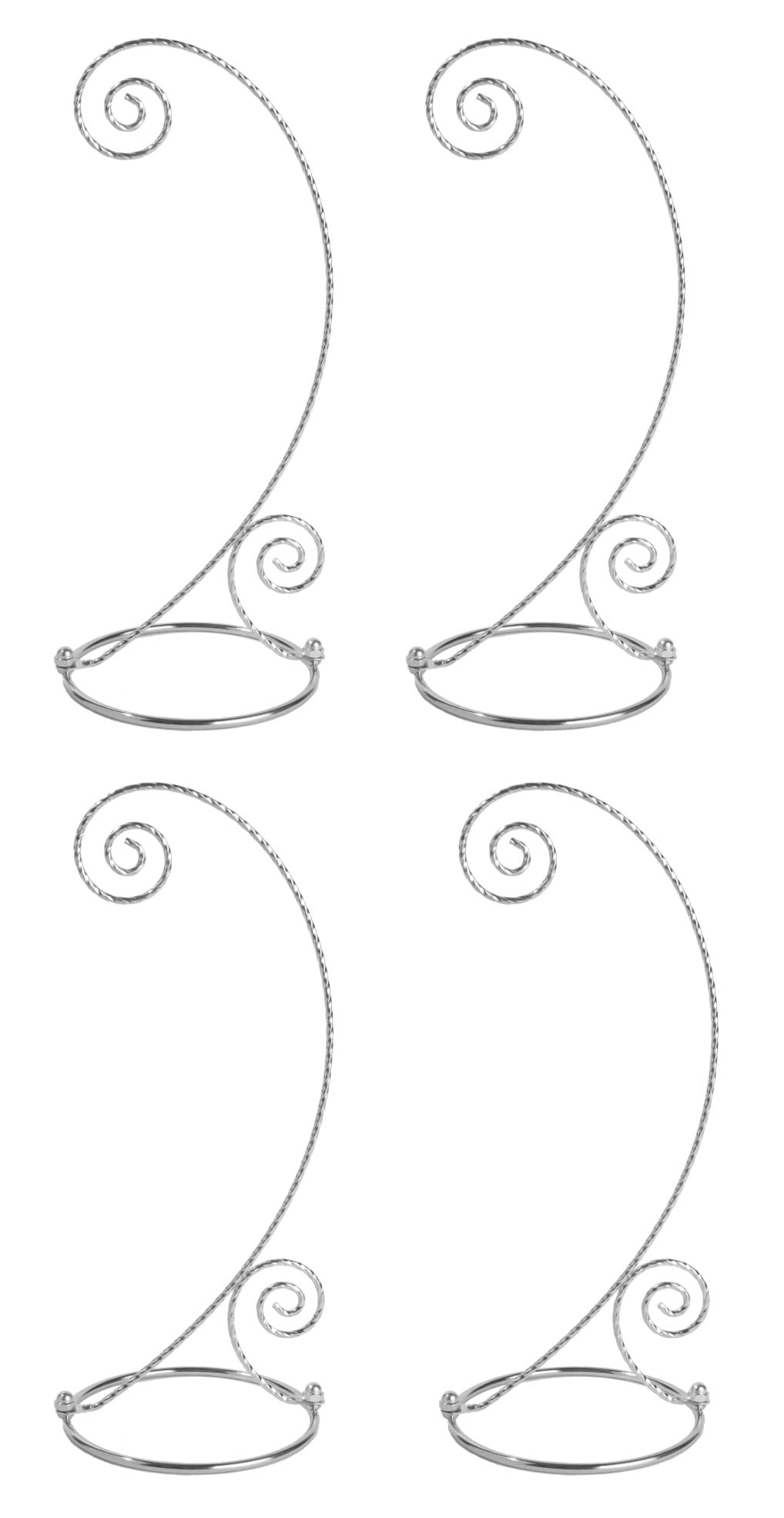 Creative Hobbies Lot de 4 supports de suspension plaqués pour décorations de Noël, terrariums en verre, etc. 25,4 cm de haut (argenté)