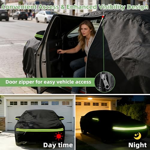 Image of Car Cover for Ford Mustang 1994-2025, Custom Fit Waterproof All Weather Full Car Cover, Windproof Outdoor Cover with Driver-Side Zipper Door
