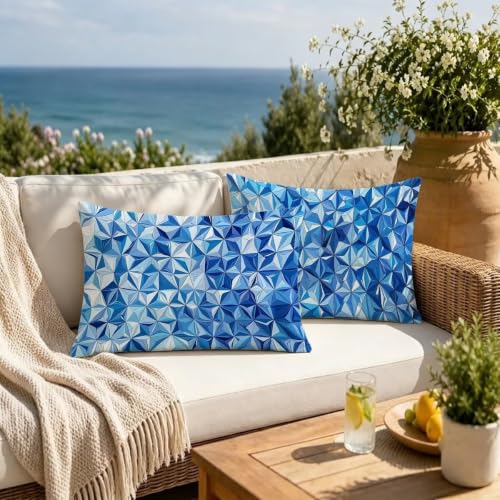Housse de coussin bleu rectangulaire 40x60 imperméable pour canapé de jardin - 4