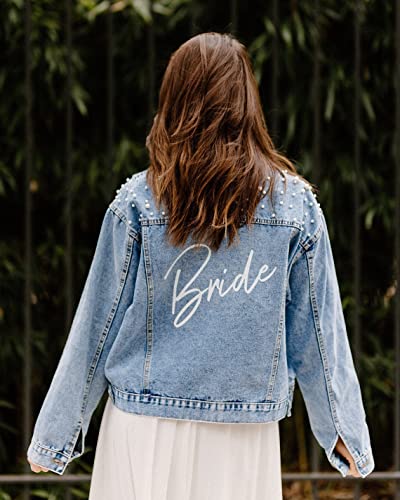 Pearl Bride Denim Jacket Custom Mrs Bride Bachelorette jacket Hen party gift2