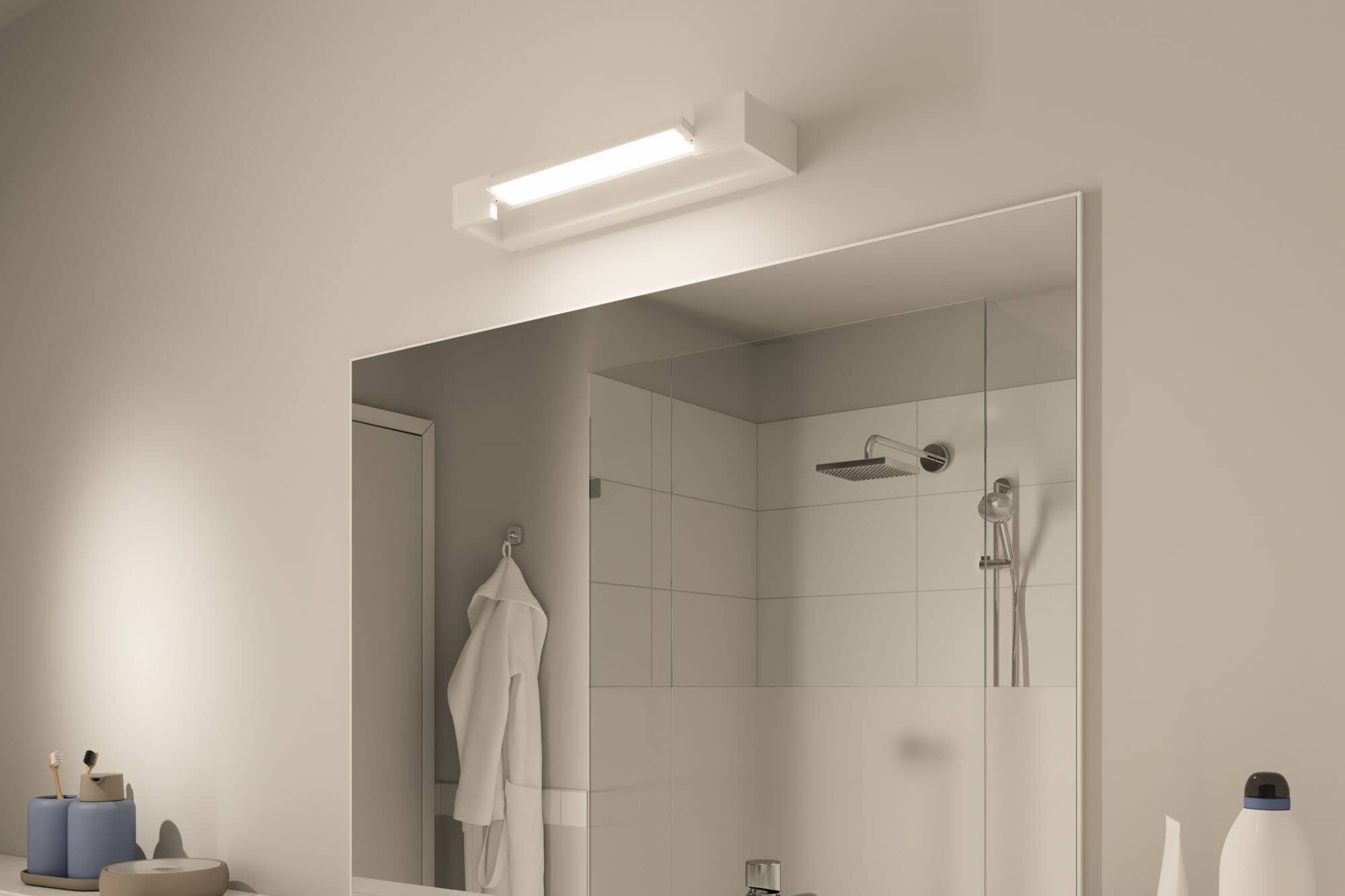 Paulmann 79515 plafonnier LED applique Lucille IP44 gradable éclairage plafond Blanc, éclairage salon Alu