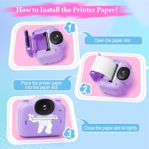 Image of Kids Camera Instant Print, 3.5'' Kids Digital Camera Instant with 1080P HD Photos & Videos, Christmas Birthday Gifts for Girls Boys Age 3-12 (Purple)