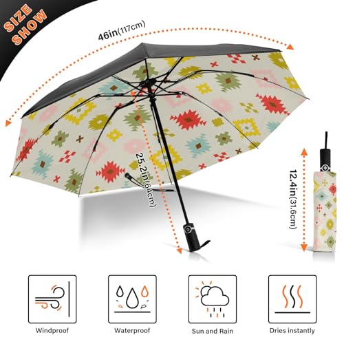 Primitive-Geometric-Pattern-Auto-Folding-Reverse-UmbrellaCompact-Umbrella-Windproof-with-Cover-Bag-Anti-UV-Protection-Travel-Umbrellas-for-Rain-Sun Primitive Geometric Pattern Auto Folding Reverse UmbrellaCompact Umbrella Windproof with Cover Bag Anti UV Protection Travel Umbrellas for Rain Sun