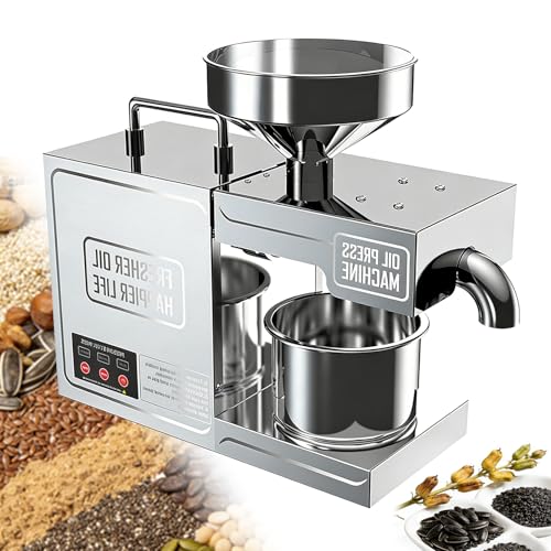 Oil Press Machine - Automatic Oil Extraction, Food Grade Stainless Steel, Commercial Electric Hot/Cold Nut Seed Extractor